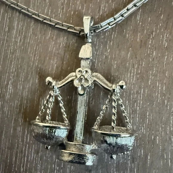 Monet Silver Scales of Justice Necklace - Picture 2 of 8